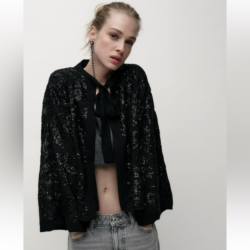 ZARA BOW SEQUIN JACKET